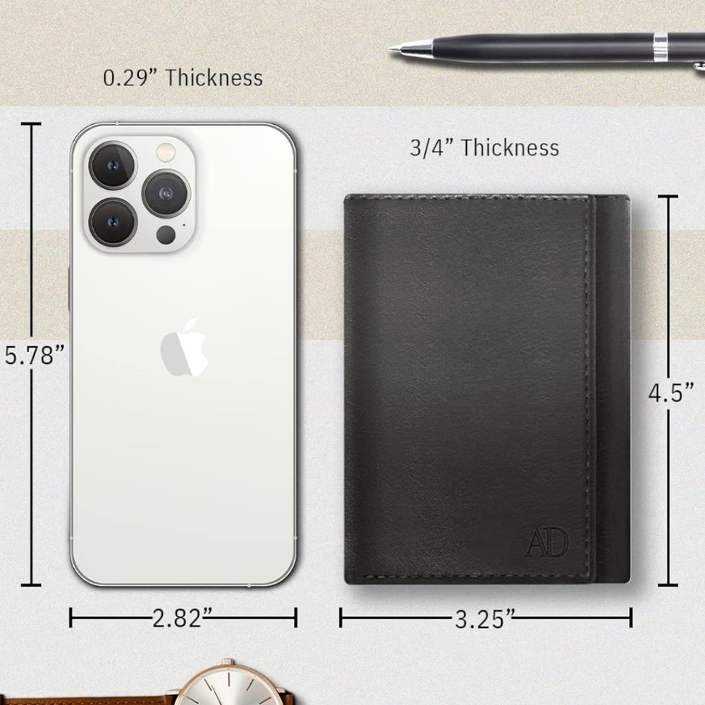 Leather Trifold Wallet Black - Picture 4 of 4